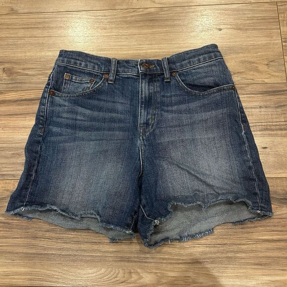 Madewell Denim Shorts 26 Medium Wash Frayed Hem Classic - Picture 1 of 8